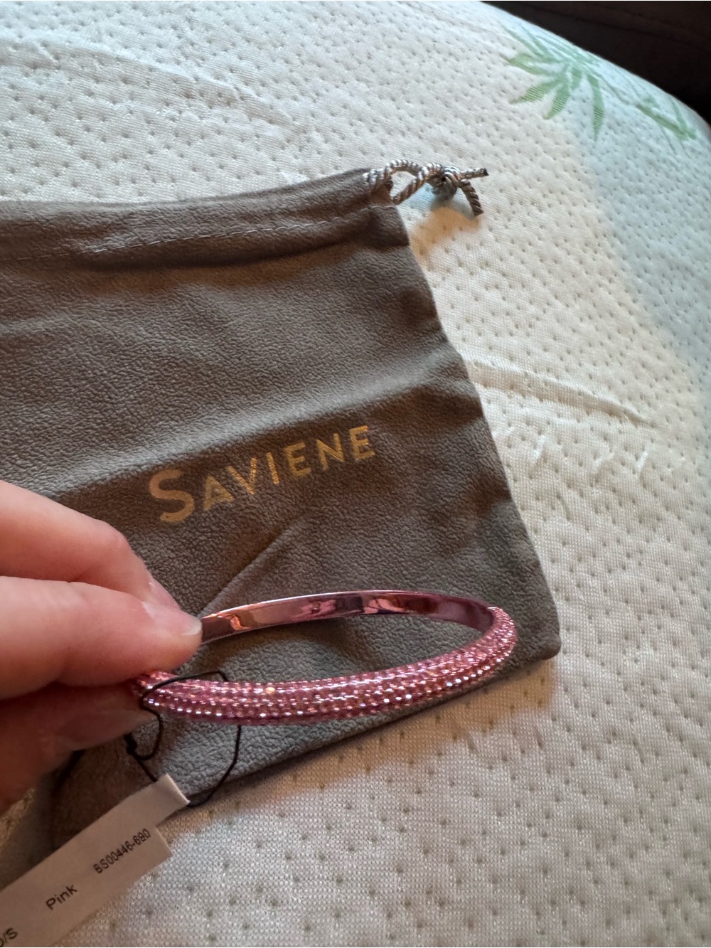Saviene pink pavé crystal hinged bangle